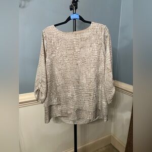 Appleseed's Textured Cream Blouse‎ petite large